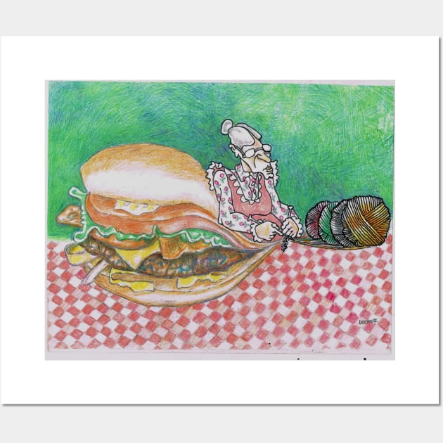 Grandma's Knitted Burger Wall Art by ArtMagician